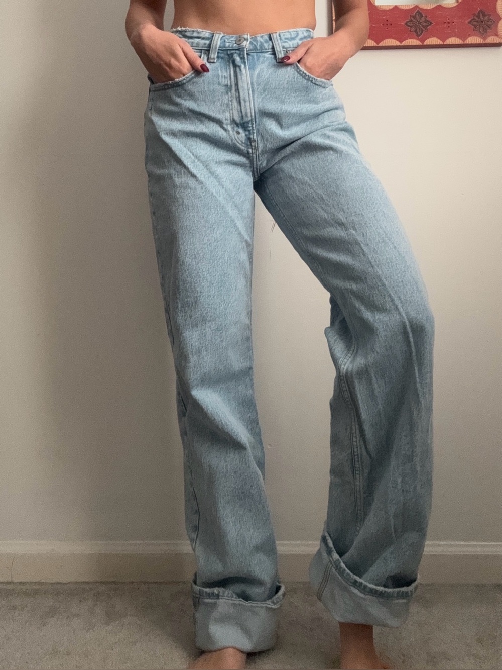 Abercrombie 90’s relaxed high rise curve love light wash denim jeans 2 /26 long